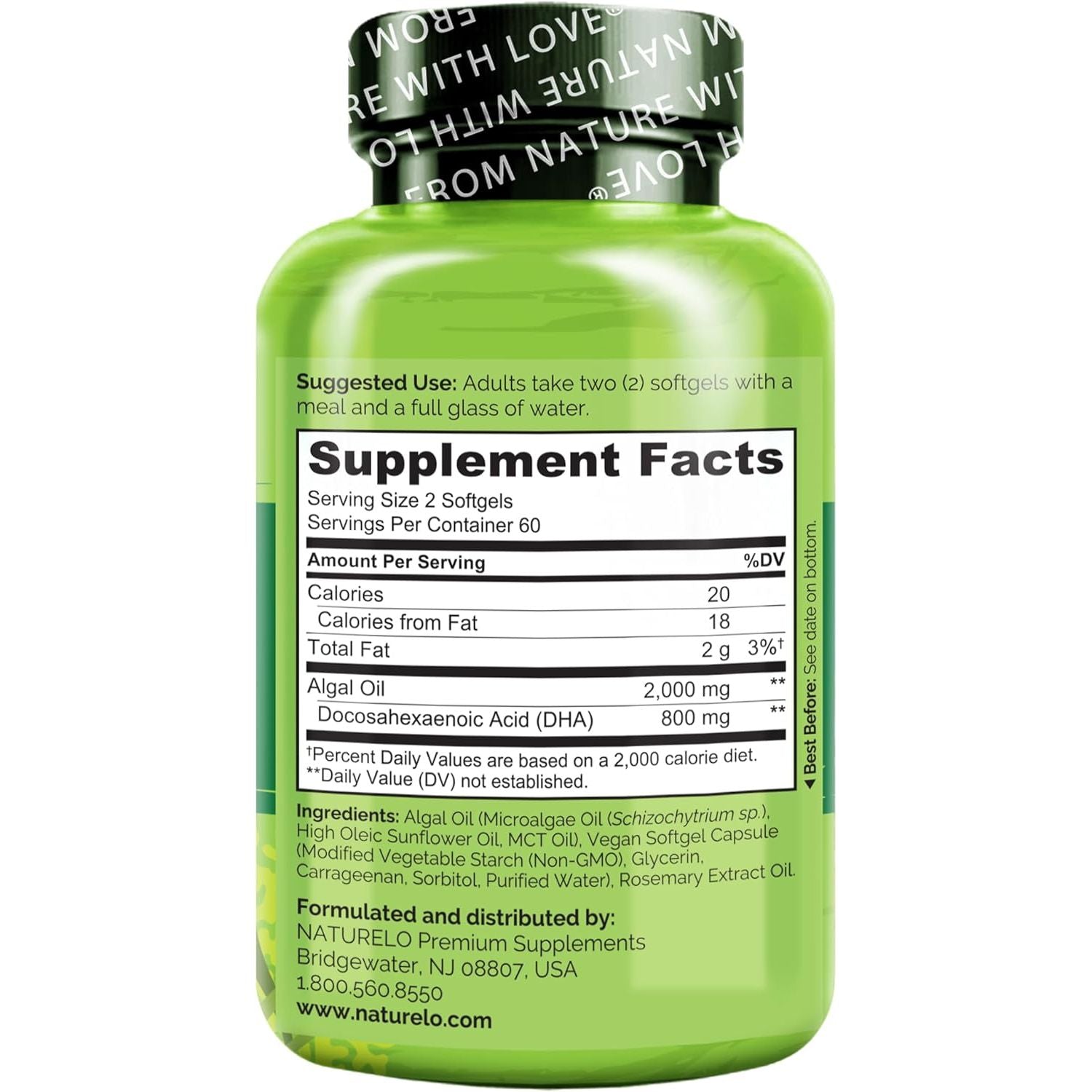 Buy now NATURELO Vegan DHA - Omega 3 Oil from Algae - Supplement for Brain, Heart, Joint, Eye Health - Provides Essential Fatty Acids for Women Men and Kids - Complements Prenatal Vitamins - 120 Softgels at indiglob india