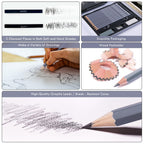 HNIHUY Sketch Drawing Pencils Set, 17 Pcs, Graphite Pencils (8B-4H)