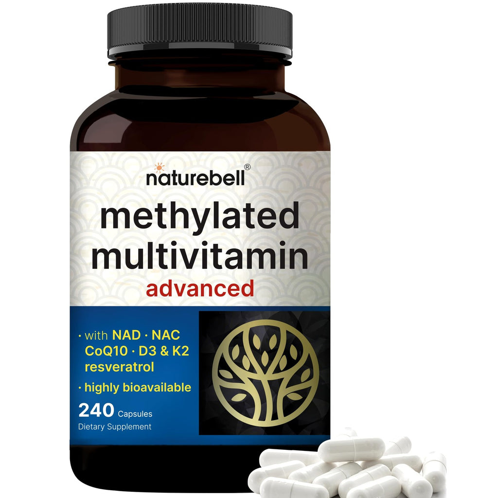 Methylated Multivitamin for Men and Women, 240 Capsules | 27-in-1 Formula with Vitamins B Complex, C, D3, K2, NAD, NAC, CoQ10, Resveratrol, Magnesium, Zinc & More | Daily Essential Vitamins