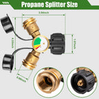 Propane Tank Splitter, Propane Splitter Way with Gauge for Camping