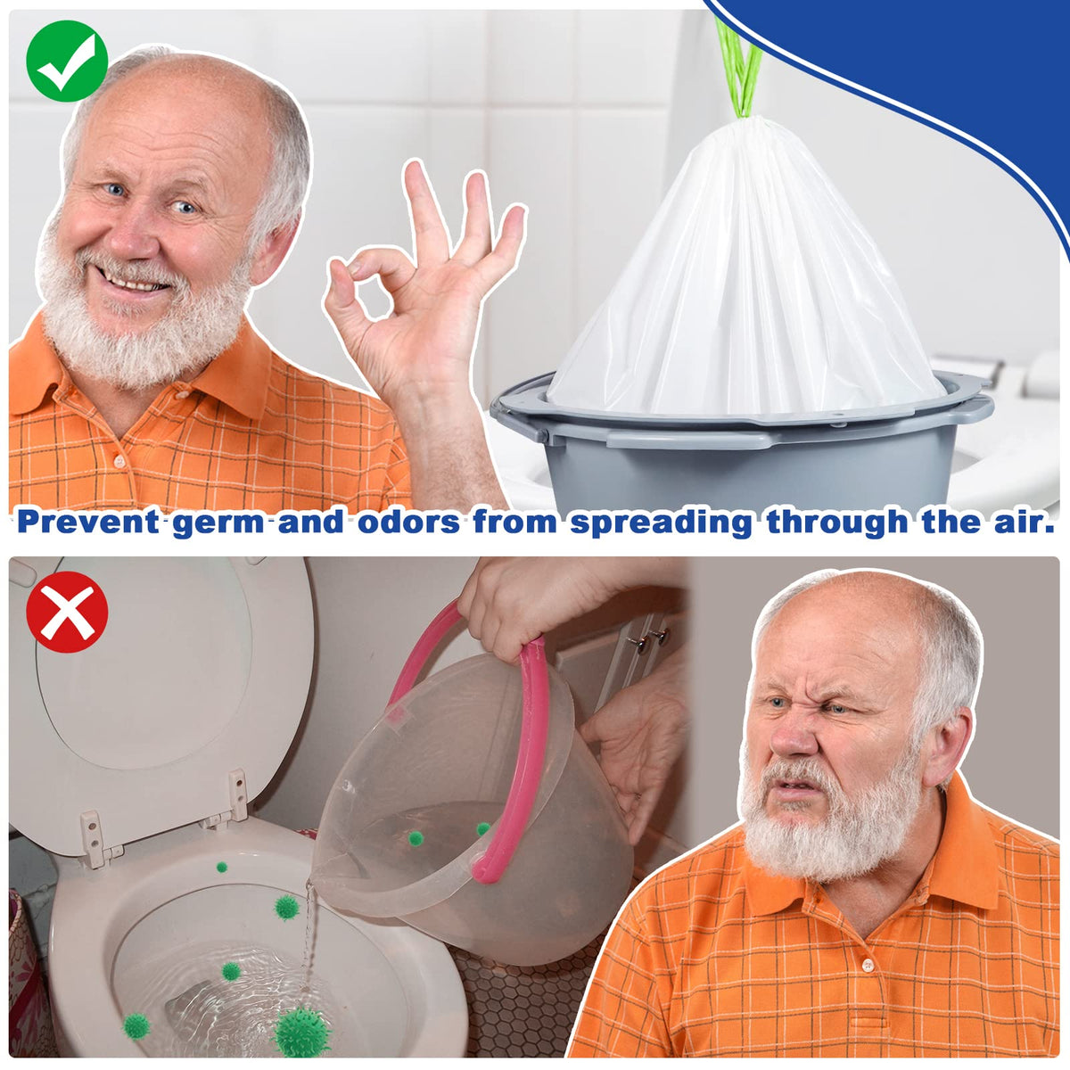 Kovevo 60 Pack Commode Liners with Absorbent Pads