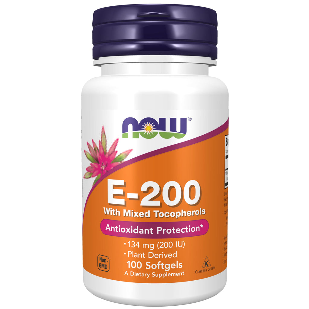 Buy now NOW Foods Supplements, Vitamin E-200 IU Mixed Tocopherols, Antioxidant Protection*, 100 Softgels at indiglob india