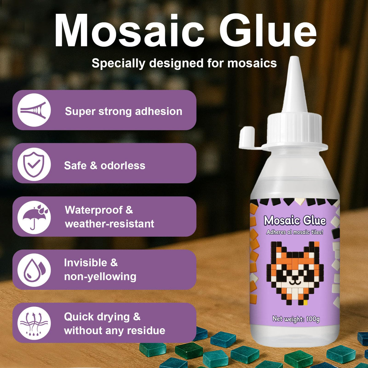 1DFAUL 200g Mosaic Tile Glue Clear, Mosaic Adhesive, Strong Bond, Fast Dry