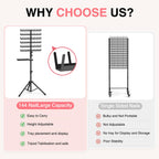 Hemndic Braiding Hair Rack with Tray, 2-sided 144 Pegs, Heavy Duty Braiding Rack Stand for Hair, Height Adjustable Standing Hair Extension Holder with Storage Bag & Braiding Accessories