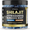 Pure Shilajit Gummies, Sea Moss, Ashwagandha, 105+ Trace Minerals – Organic Burdock Root & Lions Mane Mushroom - Blue Razz – Vegan & Non-GMO – Made in USA – 60ct