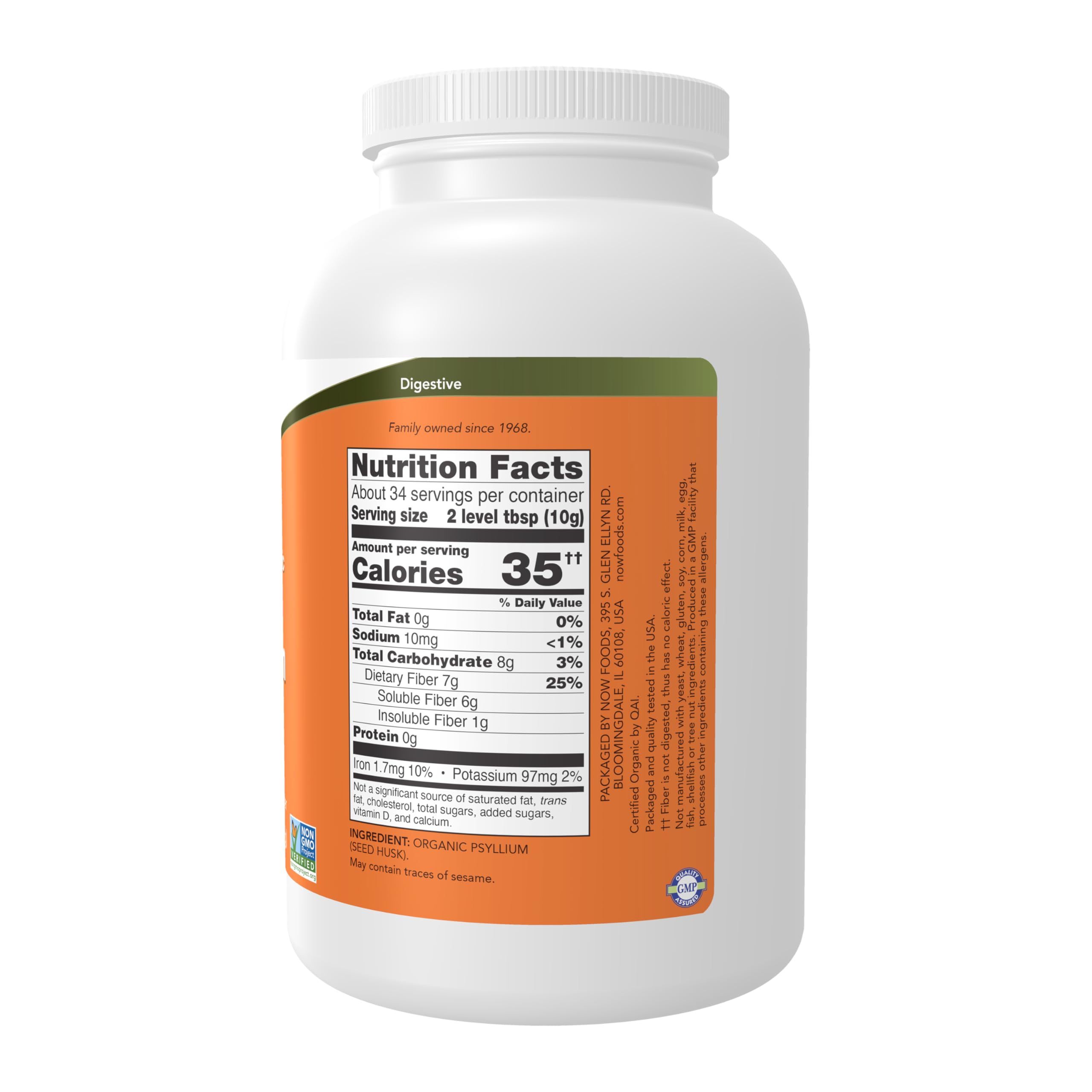 Buy now NOW Foods Supplements, Whole Psyllium Husks, Certified Organic, Non-GMO Project Verified, Soluble Fiber, 12-Ounce at indiglob india