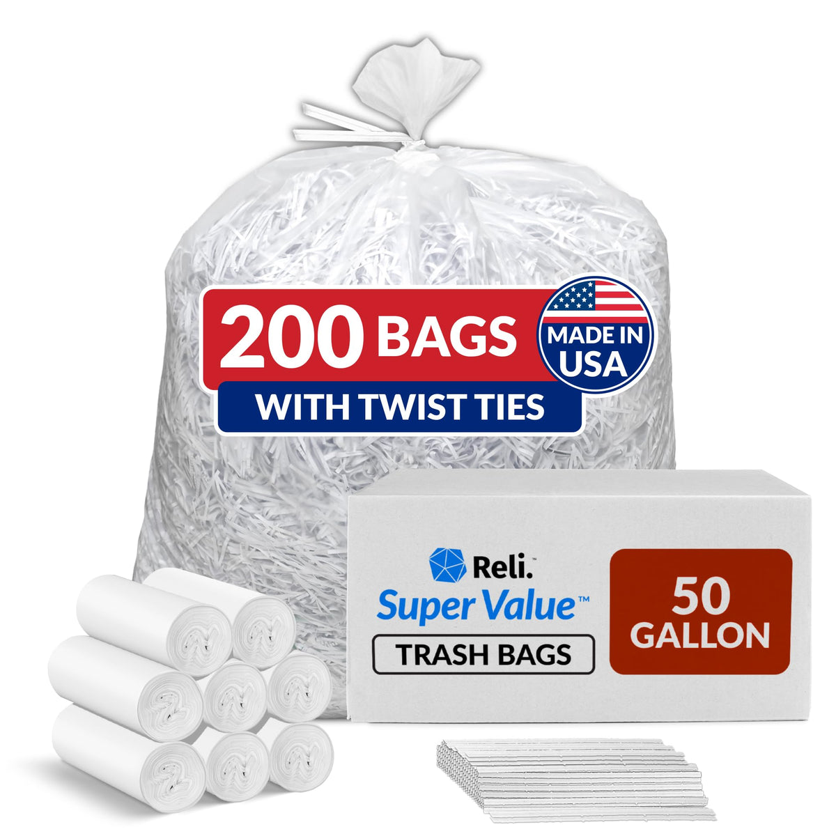 Reli. 50 Gallon Trash Bags Heavy Duty | Made in USA