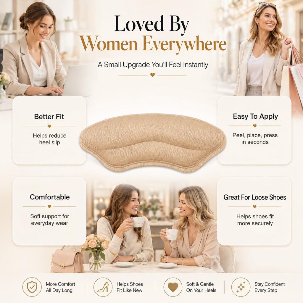 Heel Pads for Shoes, 4 Pairs Heel Grips for Womens Shoes, Cushion Inserts for Loose High Heels that are Too Big, Shoe Protectors, Slip Stopper Back Liners for Sneakers & Boots, Blister Relief Pad
