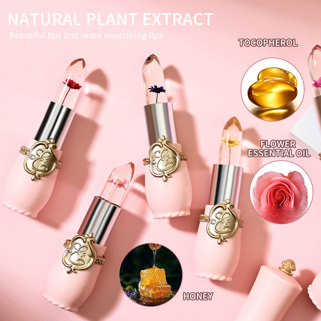 Buy now BestLand 6 Pcs/Set Flower Jelly Lipstick Set Temperature Change Moisturizer Long Lasting Nutritious Balm Magic Color Change Lip Gloss at indiglob india