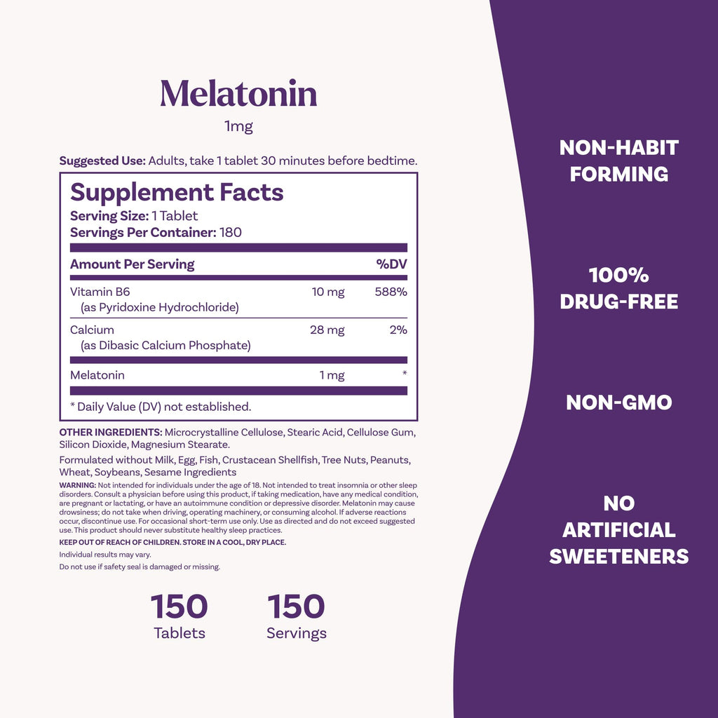 Natrol Melatonin 1 mg Tablets, Nighttime Sleep Aids for Adults, 180 Tablets