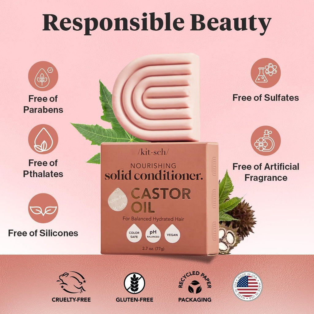 Buy now Kitsch Castor Oil Conditioner Bar Soap - Hydrating & Moisturizing Hair Care - Organic Castor Oil Conditioner for Hair Growth & Scalp Nourishment - Silicone & Paraben-Free, Vegan, Made in USA - 2.7oz at indiglob india