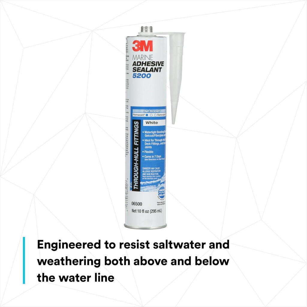 Buy now 3M Marine Adhesive Sealant 5200 (06500) Permanent Bonding and Sealing for Boats and RVs Above and Below the Waterline Waterproof Repair, White, 10 fl oz Cartridge at indiglob india