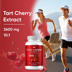 Tart Cherry Extract Capsules, Tart Cherry Extract 3600 mg 10:1, Vegan Non-GMO Dietary Supplement, 60 Capsules