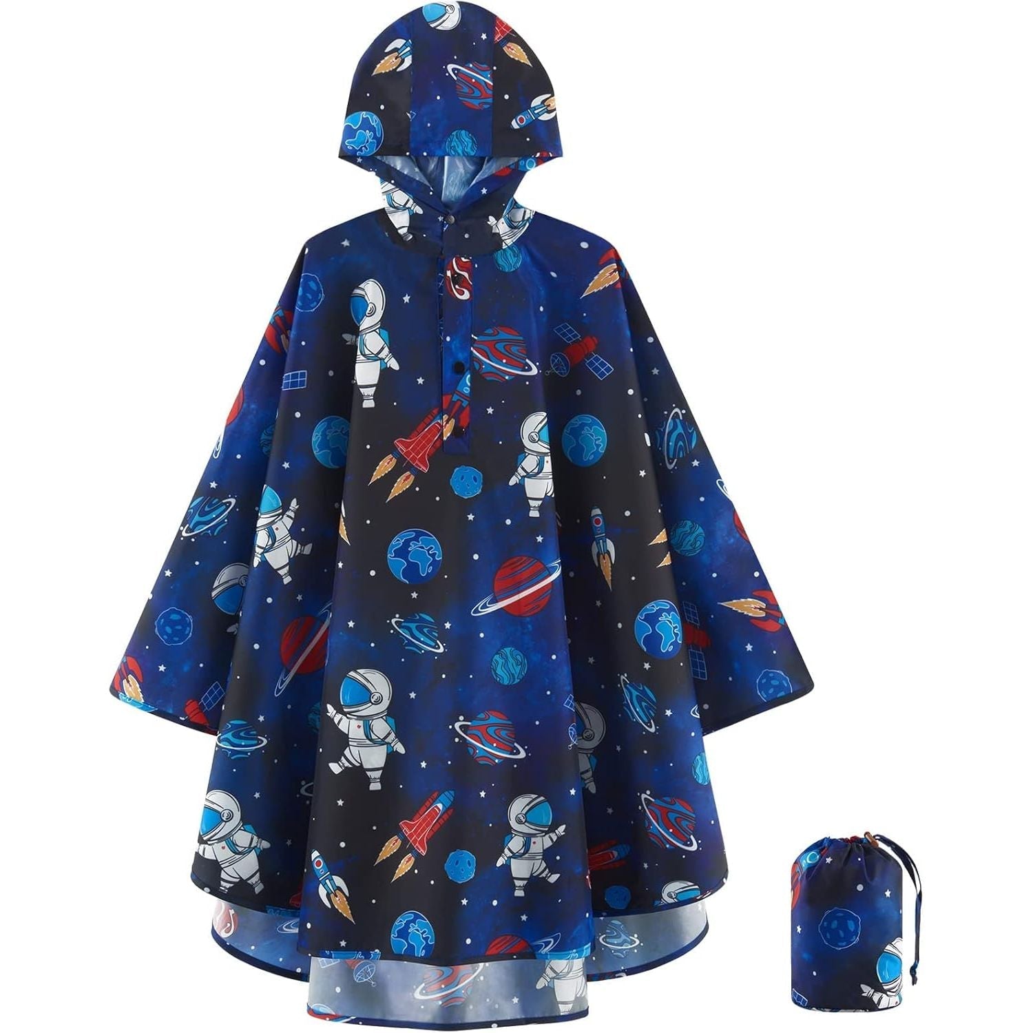 Buy now WAWSAM Lightweight Kids Rain Poncho Reusable Toddler Raincoat Waterproof Rain Jacket 11-15 Years Space Blue at indiglob india