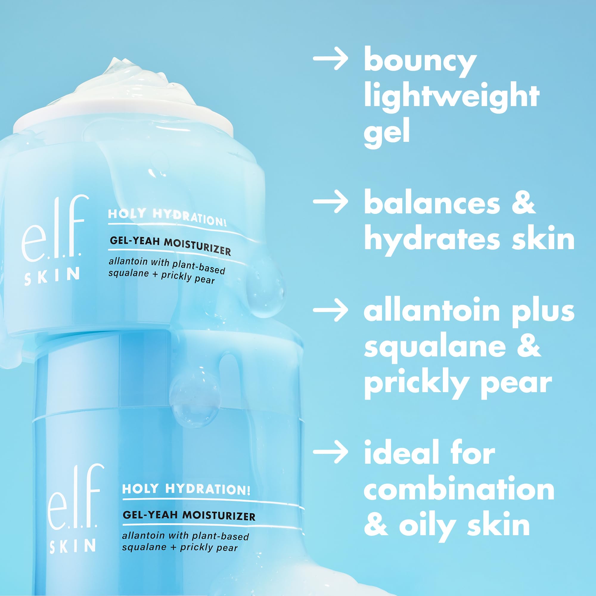 Buy now e.l.f. SKIN Holy Hydration! Gel-Yeah Moisturizer, Lightweight Moisturizer For Plump, Hydrated Skin, Infused With Squalane, Vegan & Cruelty-free at indiglob india