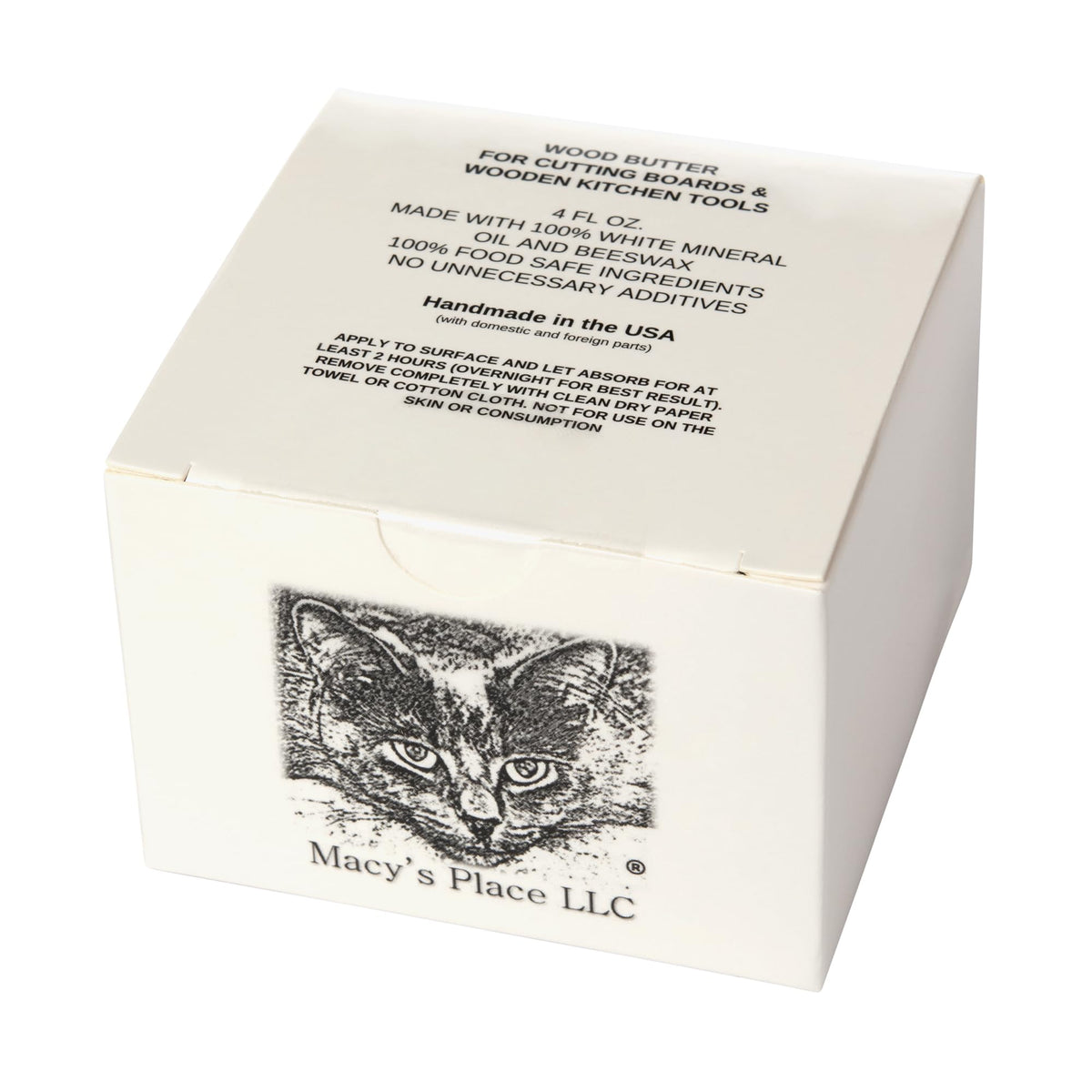 Wood Butter 4 fl oz Cutting Board Wax Conditioner for Butcher Block and Wooden Kitchen Tools. Macy;s Place Food Grade Protective Mineral Oil and Beeswax for Wooden Cutting Boards, Surfaces, and Tools.