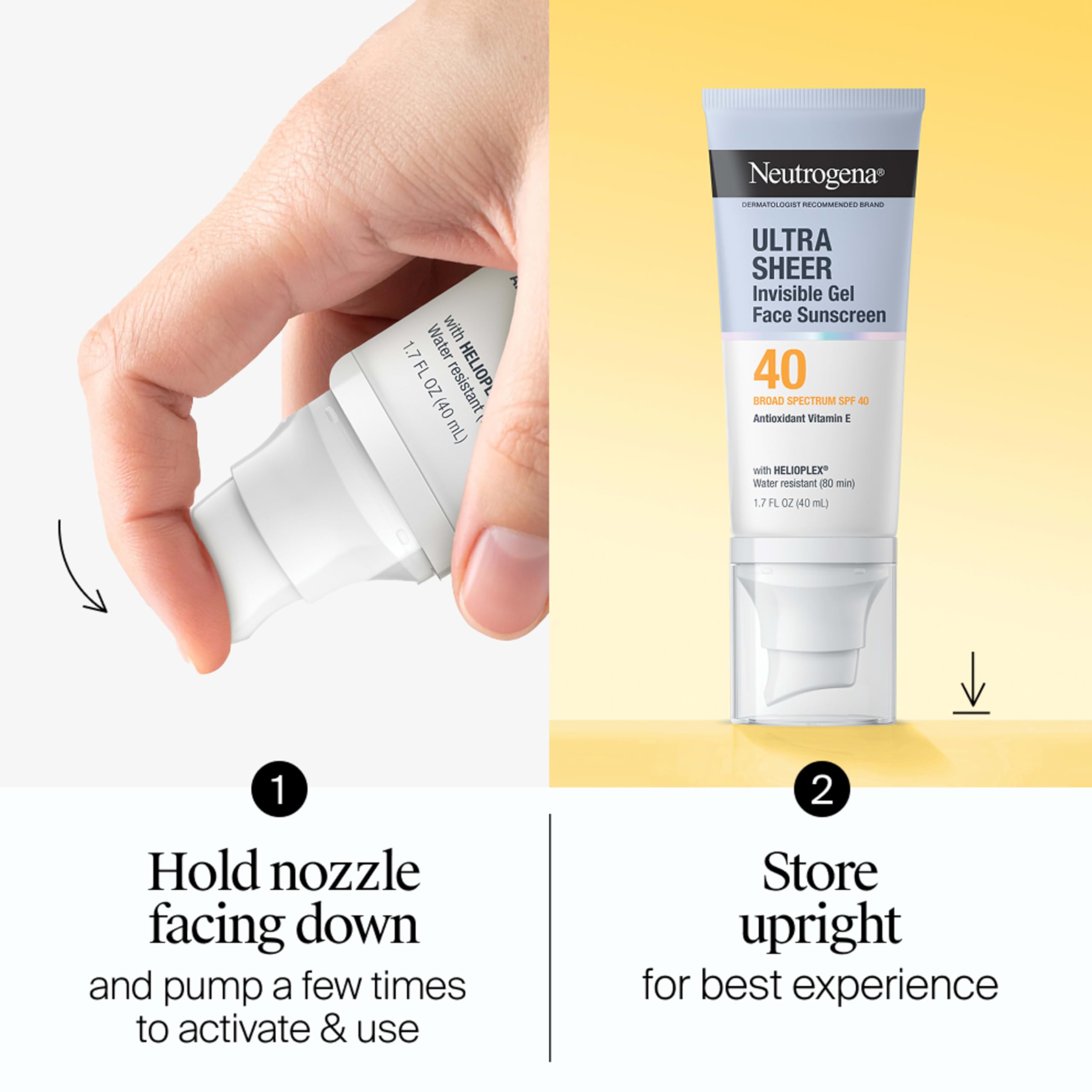 Buy now Neutrogena Ultra Sheer Invisible Gel Face Sunscreen SPF 40, Facial Sunscreen & Moisturizer, Vitamin E, Matte Finish, Makeup Primer, Travel Size, 80 Minutes Water-Resistant, 1.7 oz at indiglob india