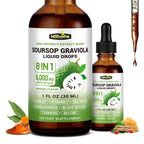 Herbs 8-in-1 Soursop Graviola Bitters Liquid Drops, 1 fl oz | Soursop Leaf Extract Drops, Sea Moss, Ashwagandha & Turmeric, Immune, Liver, Antioxidant & Sleep Support, Alcohol-Free