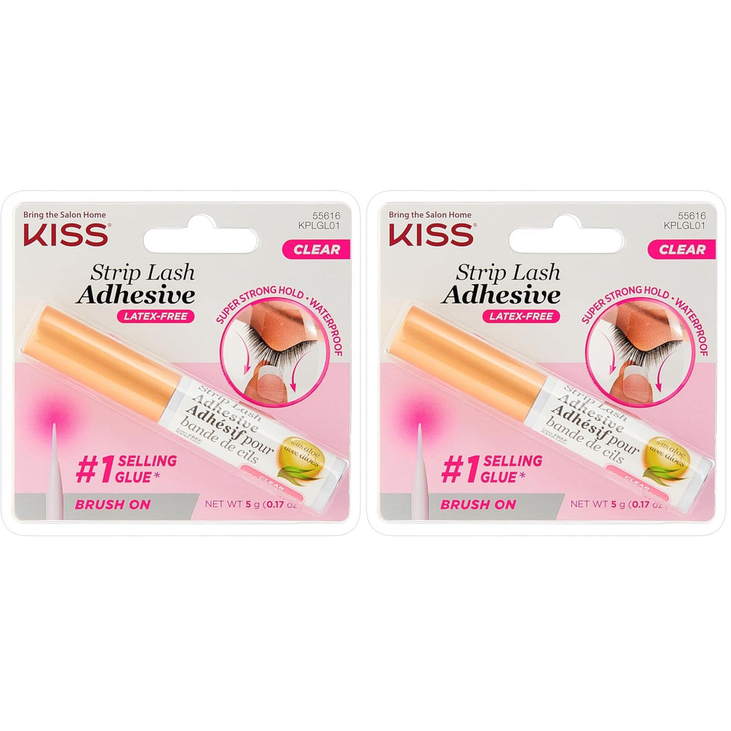 Kiss Lash Adhesive, Lash Glue, 24hr Strip Eyelash Adhesive, Clear, Includes Lash Adhesive, Long Lasting Wear, Can Be Used with Strip Lashes and Lash Clusters