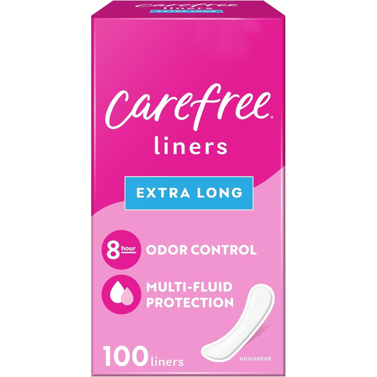 Buy now Carefree Panty Liners for Women, Extra Long, Unwrapped, Unscented, 100ct | Pantiliners, Carefree, Daily for Women, Light Periods and Leaks, 8-Hour Odor Control|100ct (Packaging May Vary) 100 Count (Pack of 1) Liners at indiglob india