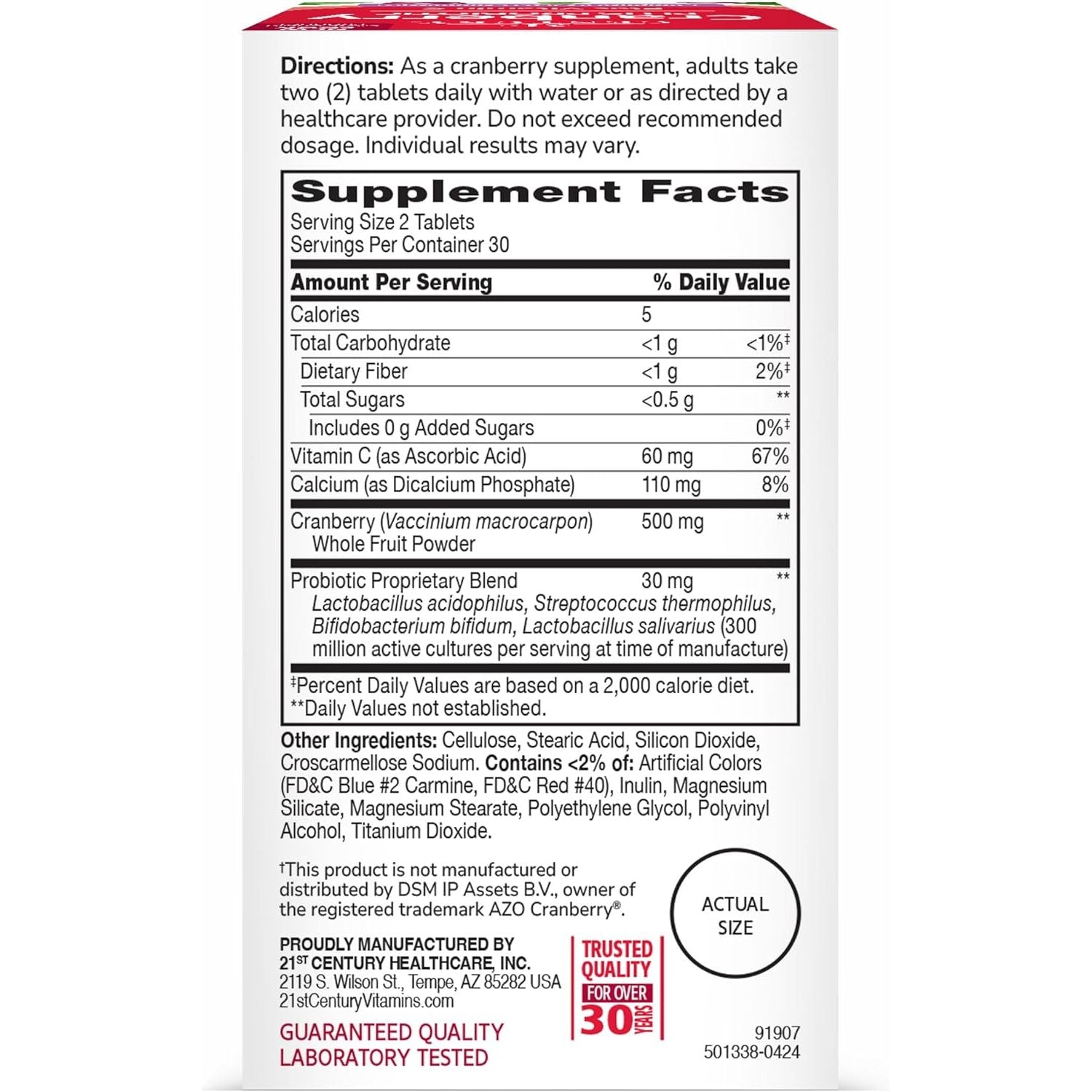 Buy now 21st Century Cranberry Plus Probiotic Tablets, 60 Count at indiglob india