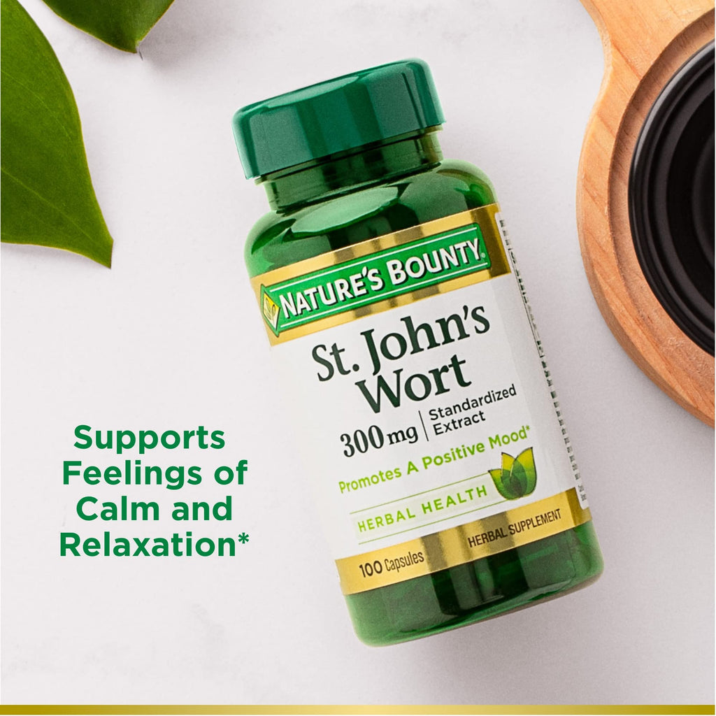 Nature's Bounty St. John’s Wort 300mg Capsules, Herbal Health Supplement, Promotes a Positive Mood, 1 Count (Pack of 200)