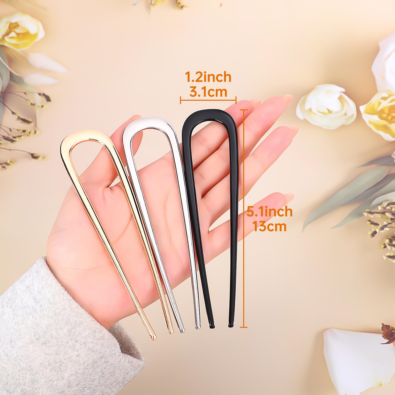 French Hair Pin 3PCS for Women Elegant French Twists, Buns, Updos