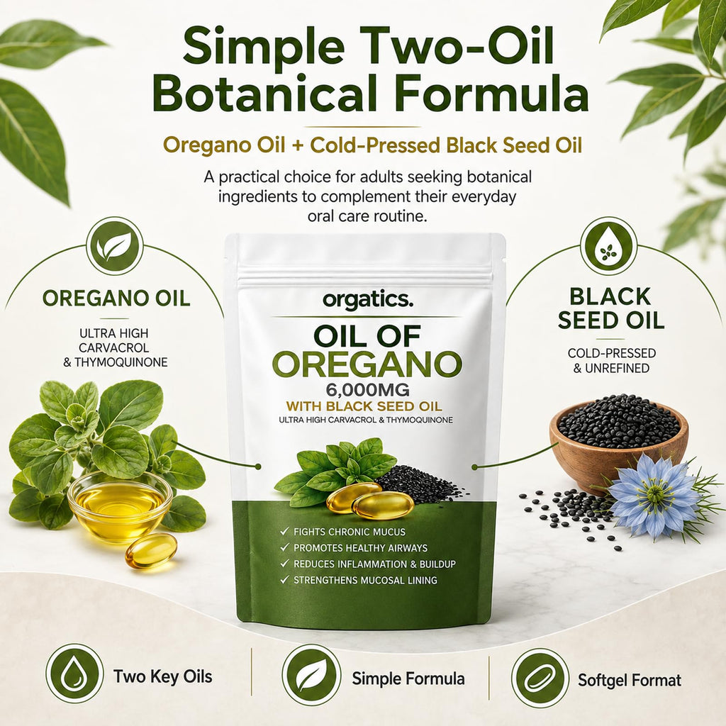 Oregano Oil & Black Seed Oil Softgels, with Cold-Pressed Black Seed and MCT, Non-GMO, Gluten Free