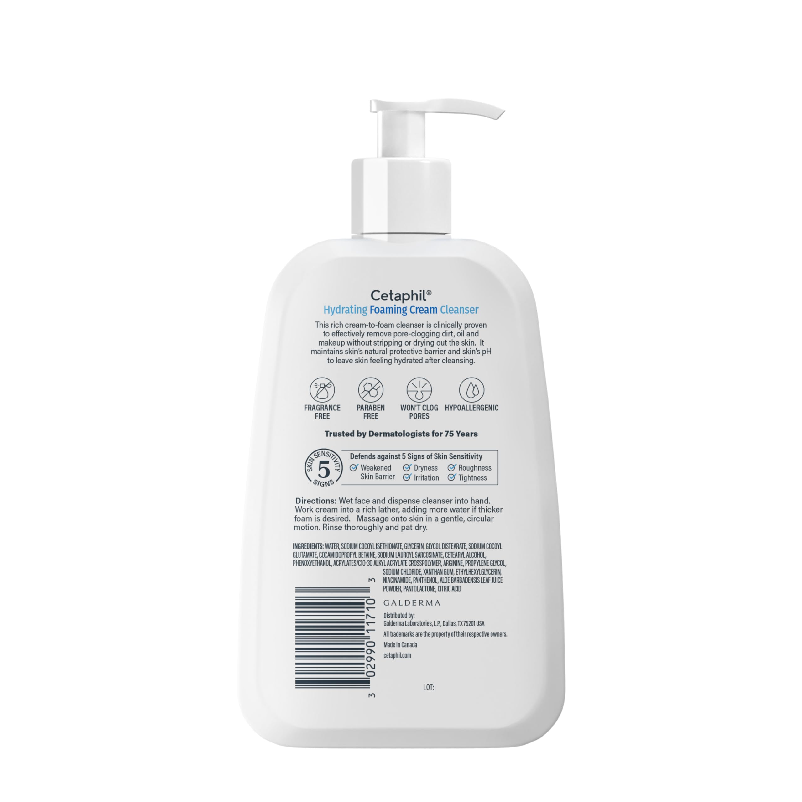 Cetaphil Cream to Foam Face Wash Hydrating Cleanser, 8 fl oz | Gentle Foaming Cleanser, Dry Sensitive Skin, Prebiotic Aloe, Fragrance Free, Hypoallergenic, Dermatologist Recommended