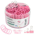 Pink Binder Clips Paper Clips,380 PCS Assorted Sizes Paperclips