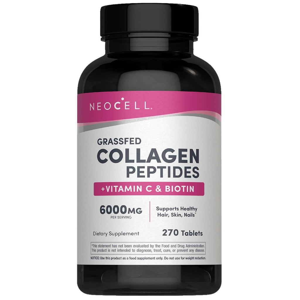 NeoCell Collagen Peptides Pills | 270 Caplets | with Vitamin C and Biotin | Grass Fed Bovine | Hair, Skin, & Nails | for Women and Men