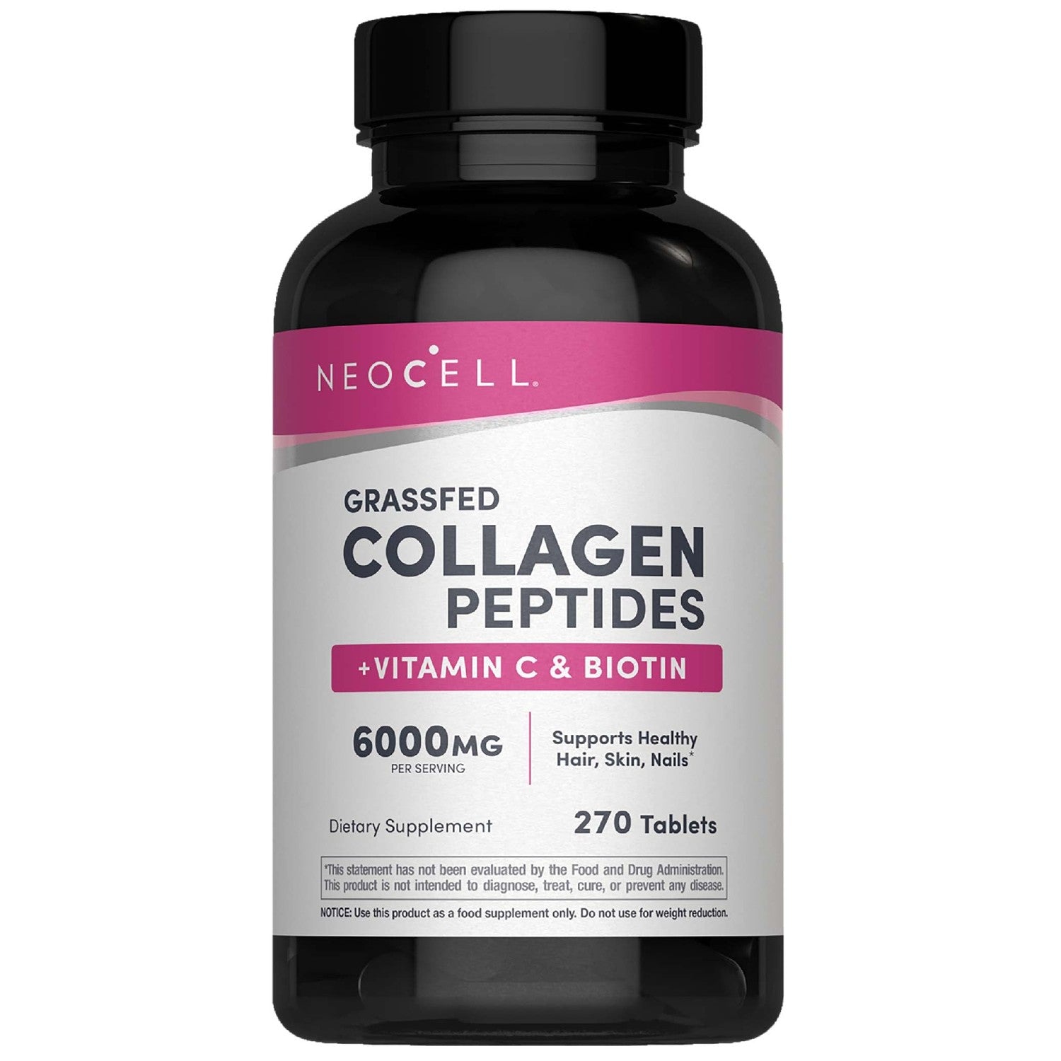 NeoCell Collagen Peptides Pills | 270 Caplets | with Vitamin C and Biotin | Grass Fed Bovine | Hair, Skin, & Nails | for Women and Men