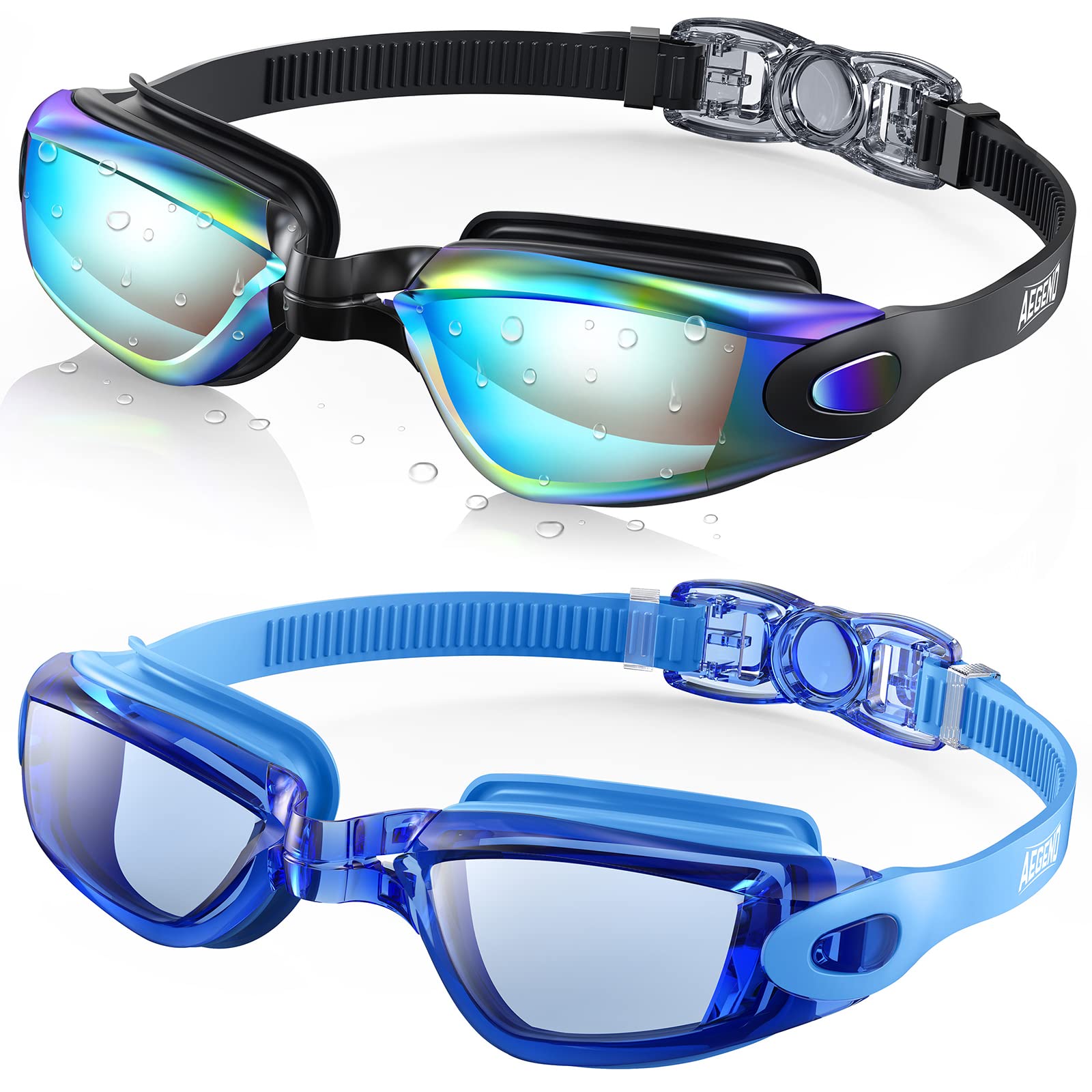 Buy now Aegend Swim Goggles, 2 Pack Swimming Goggles No Leaking Adult Men Women Youth Aqua & Light Blue at indiglob india