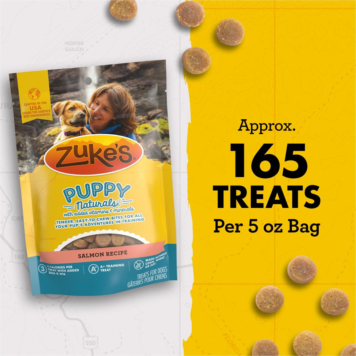 Zuke’s Puppy Naturals Training Dog Treats, Salmon Recipe, 5 oz Pouch