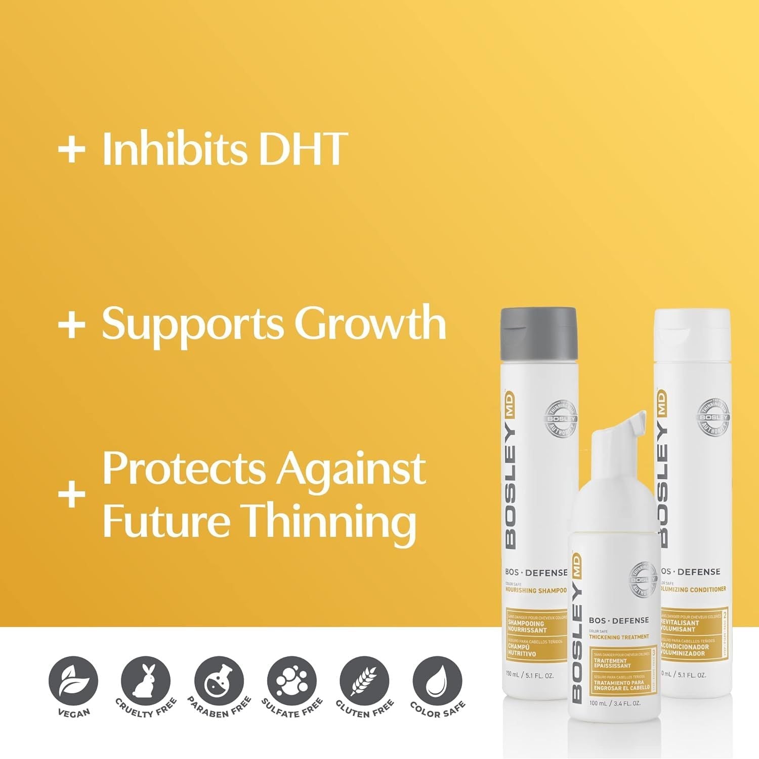 Buy now BosDefense Nourishing Shampoo, Conditioner, and Kit for Light Thinning Hair, Hair Thickening Formula, Color Safe, Starter Set and Multiple Sizes at indiglob india
