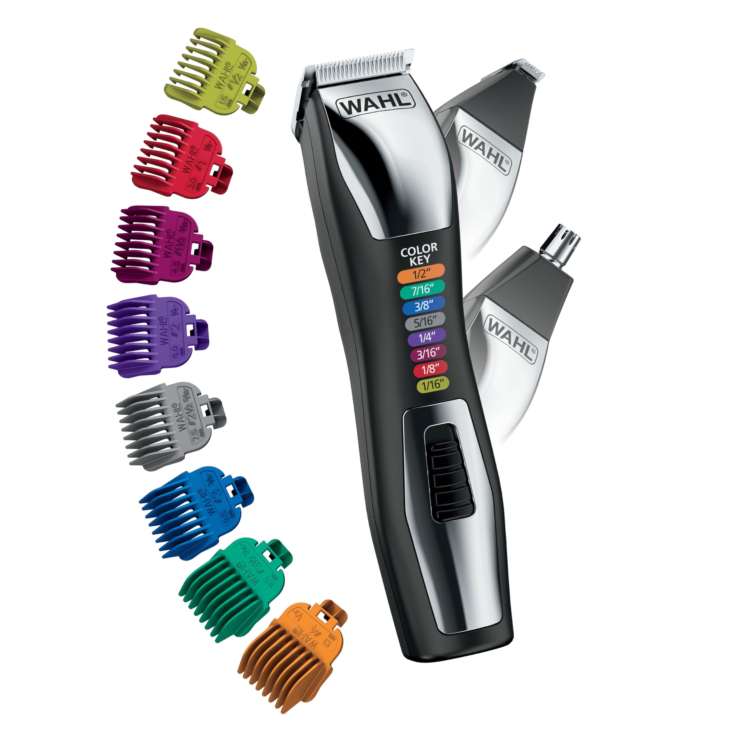 Buy now Wahl Color Pro All in One Rechargeable Cordless Color Coded Beard Trimmer with Detail Eyebrow Trimmer and Rotary Nose Hair Trimmer for Men- Model 3025945 at indiglob india