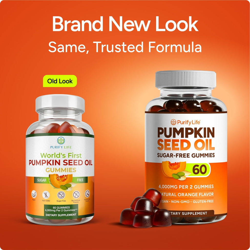 Sugar-Free Pumpkin Seed Oil Gummies for Hair, Skin, Bladder, Orange Flavor | Rich in essential fatty acids & antioxidants for scalp, urinary flow & prostate support, vegan, non-GMO, made in USA