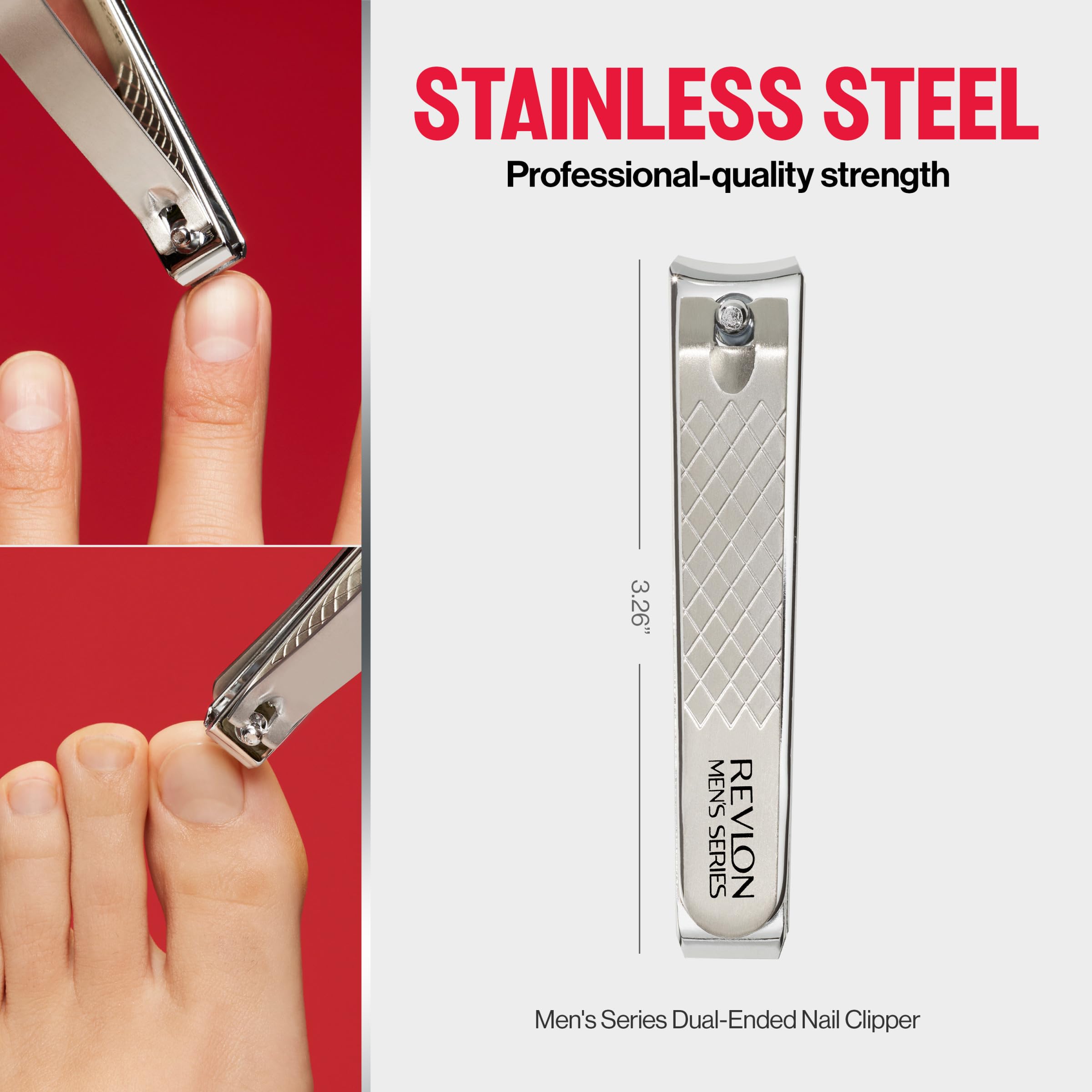 Buy now Revlon Dual-Ended Nail Clipper for Men, Straight and Curved Edges, for Fingernail and Toenail Trimming, Stainless Steel, 1 Count at indiglob india