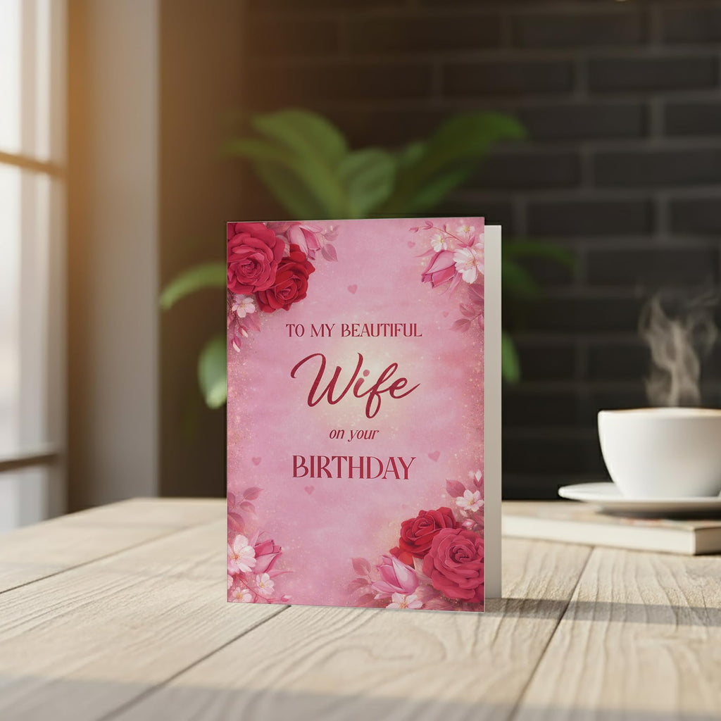 Wife Birthday Card With Printed Verse Premium A5 Size UK Made