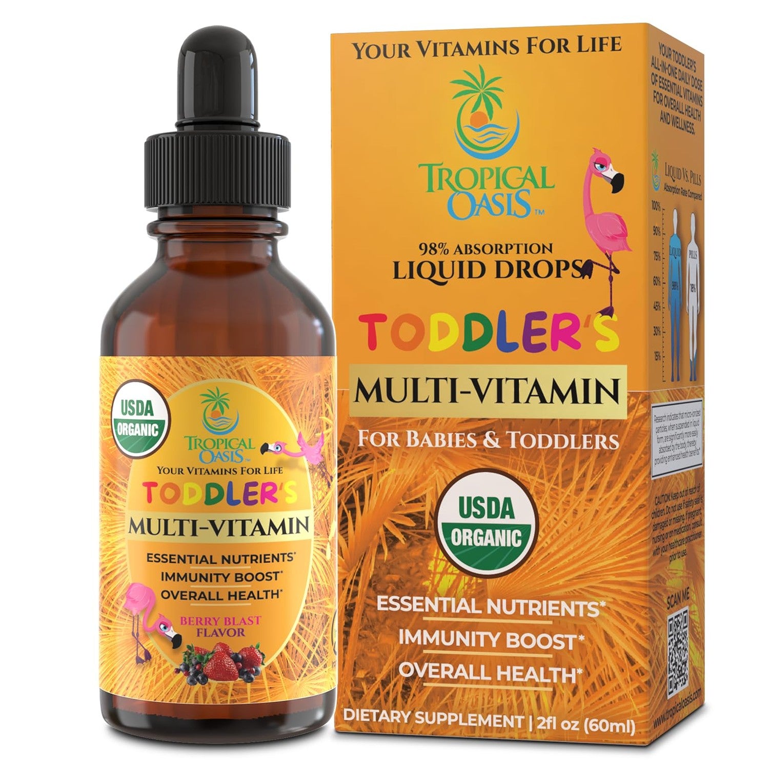 Premium Liquid Multivitamin For Kids | Sugar Free Kids Vitamins | 100% DV of 14 Vitamins for Kids | Multivitamin for Children Ages 4+ | Great Tasting, Non-GMO, Max 98% Absorption Rate- 16 oz, 32 Serv