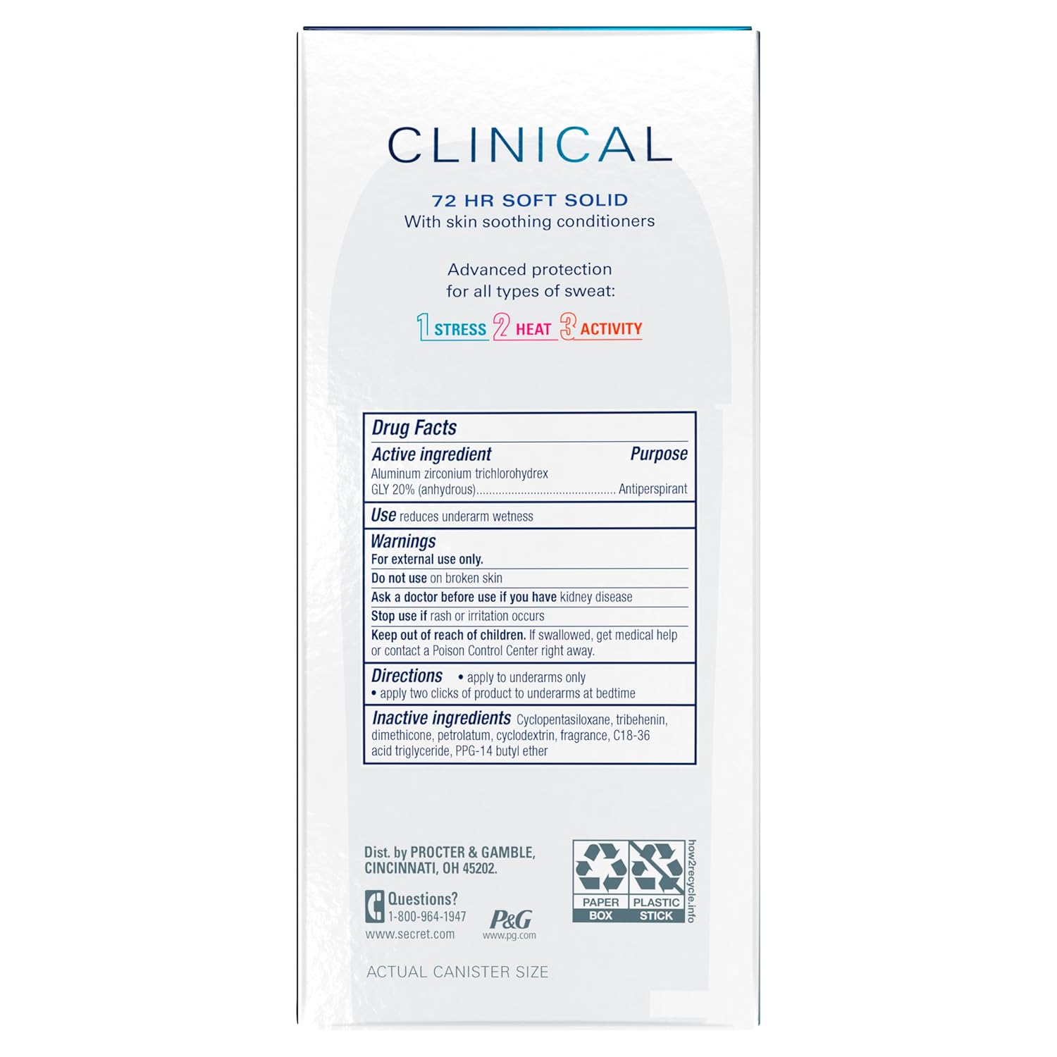 Buy now Secret Clinical Strength Antiperspirant Deodorant for Women, Free & Sensitive, 3X Stress Protection, 72hr Sweat & Odor Protection, PH Balancing Minerals, Invisible Solid, Unscented, 1.6 oz (Pack of 3) at indiglob india