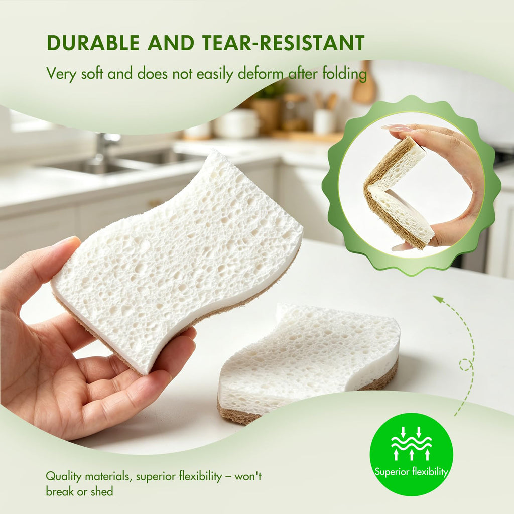 SetSail Natural Kitchen Sponges, 12 Pack Biodegradable Dish Sponges