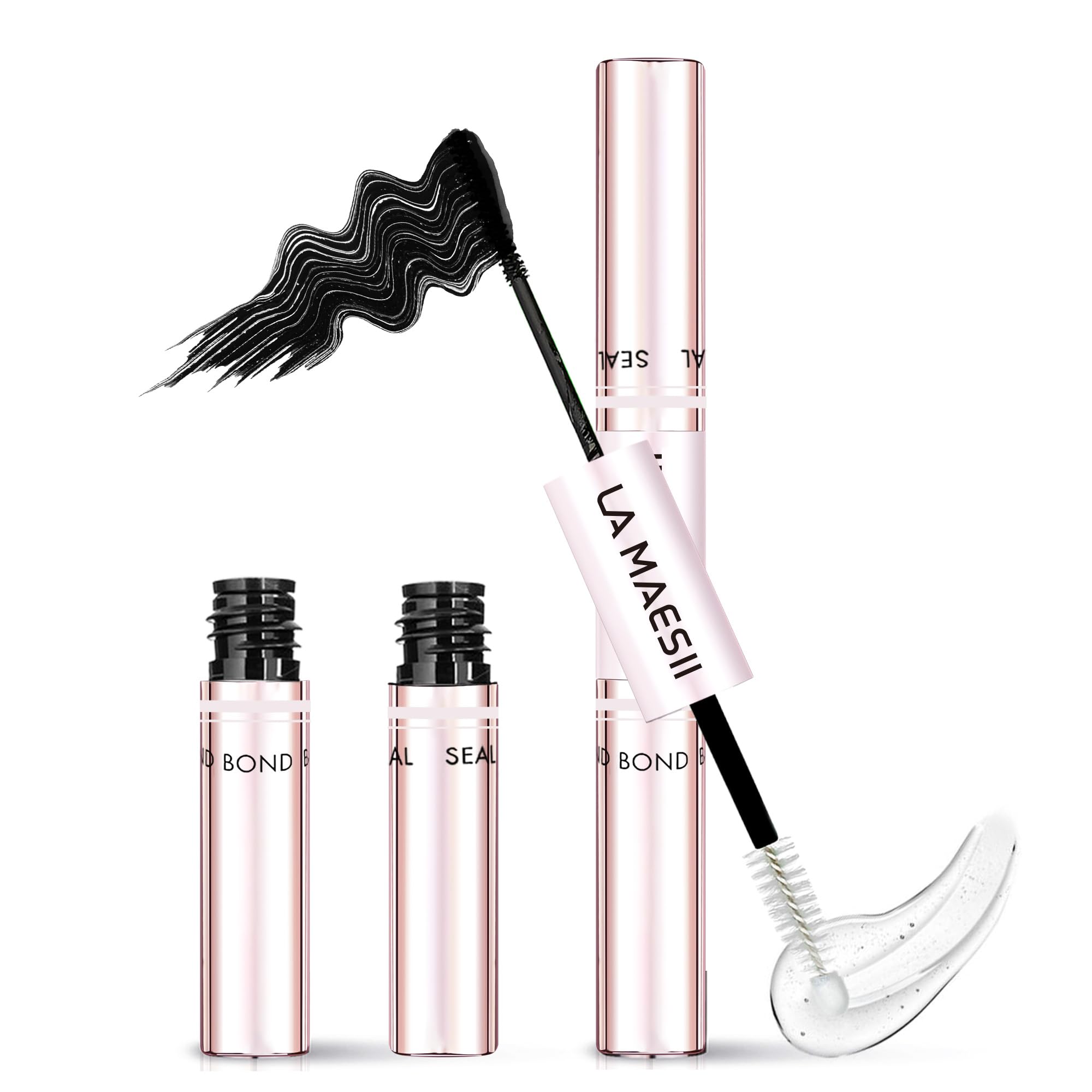 LA MAESII Lash Cluster Glue, 2 in 1 Lash Bond and Seal, Black Eyelash Glue | 10ml,Waterproof, Long Lasting 72H+, Latex Free, Quick Dry, for Sensitive Eyes,DIY at Home Use