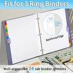Monthly Binder Dividers for 3 Ring Binder, Jan-Dec Dividers for Binder