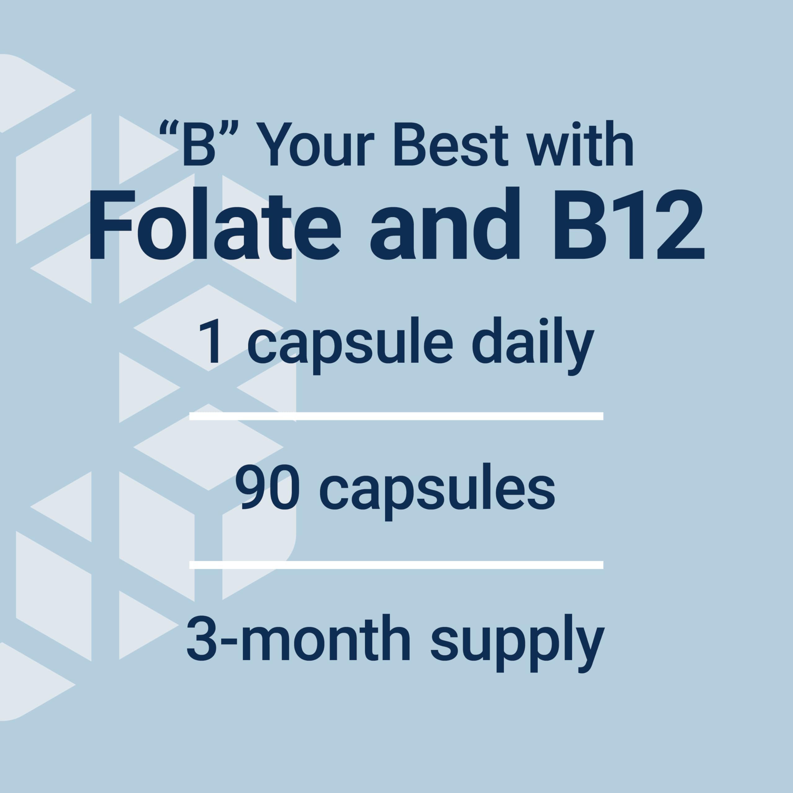 Life Extension BioActive Folate & Vitamin B12, Promotes Heart, Brain & GI Tract Health, Non-GMO, Gluten-Free, Vegetarian, 90 Capsules | BioActive Folate & Vitamin B12 Promotes Heart, Brain & GI Tract Health, Non-GMO, Gluten-Free & Vegetarian