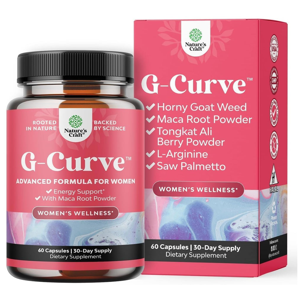 G-Curve Butt and Breast Growth Capsules - Horny Goat Weed Muira Puama & Maca Root for Butt Growth Support - Advanced Herbal Formula - Supports Bigger Butt & Bigger Breast - Easy to Swallow - 60 Count