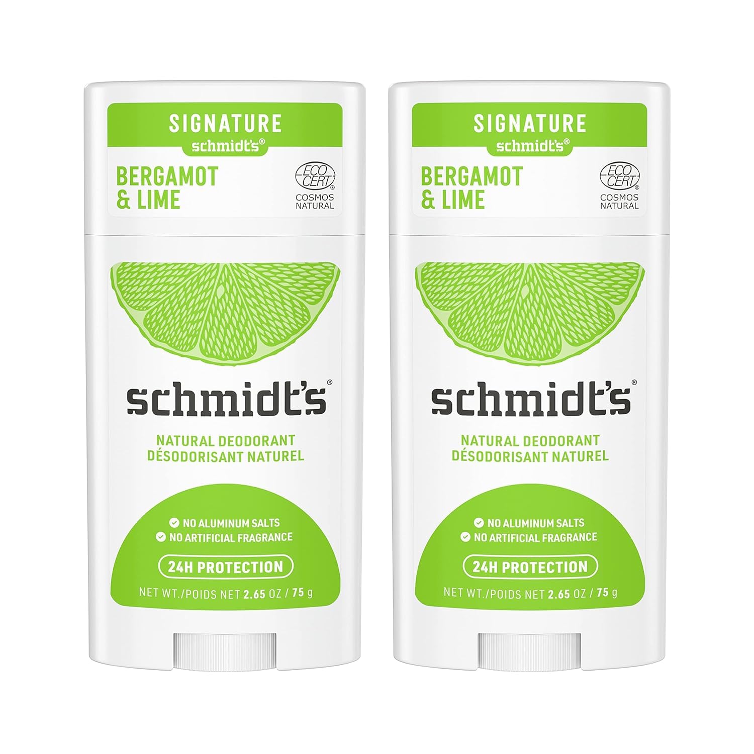 Schmidt's Aluminum Free Natural Deodorant Sandalwood & Citrus 2.65 oz 2 ct | 24 Hour Odor Protection for Women and Men. With Natural Ingredients. Cruelty-Free