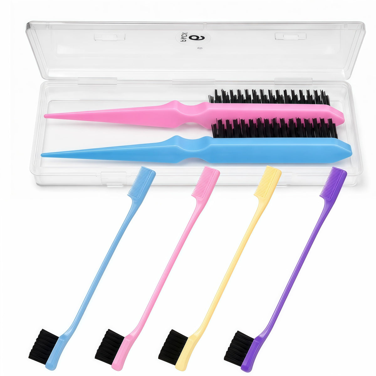 Aigee Slick Back Hair Brush & Edge Brushes and Combs Set,6Pcs in box