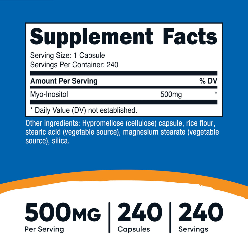 Nutricost Inositol Capsules 500mg, 240 Capsules - Veggie Capsules, Non-GMO, Gluten Free (Myo-Inositol) (Pack of 2)