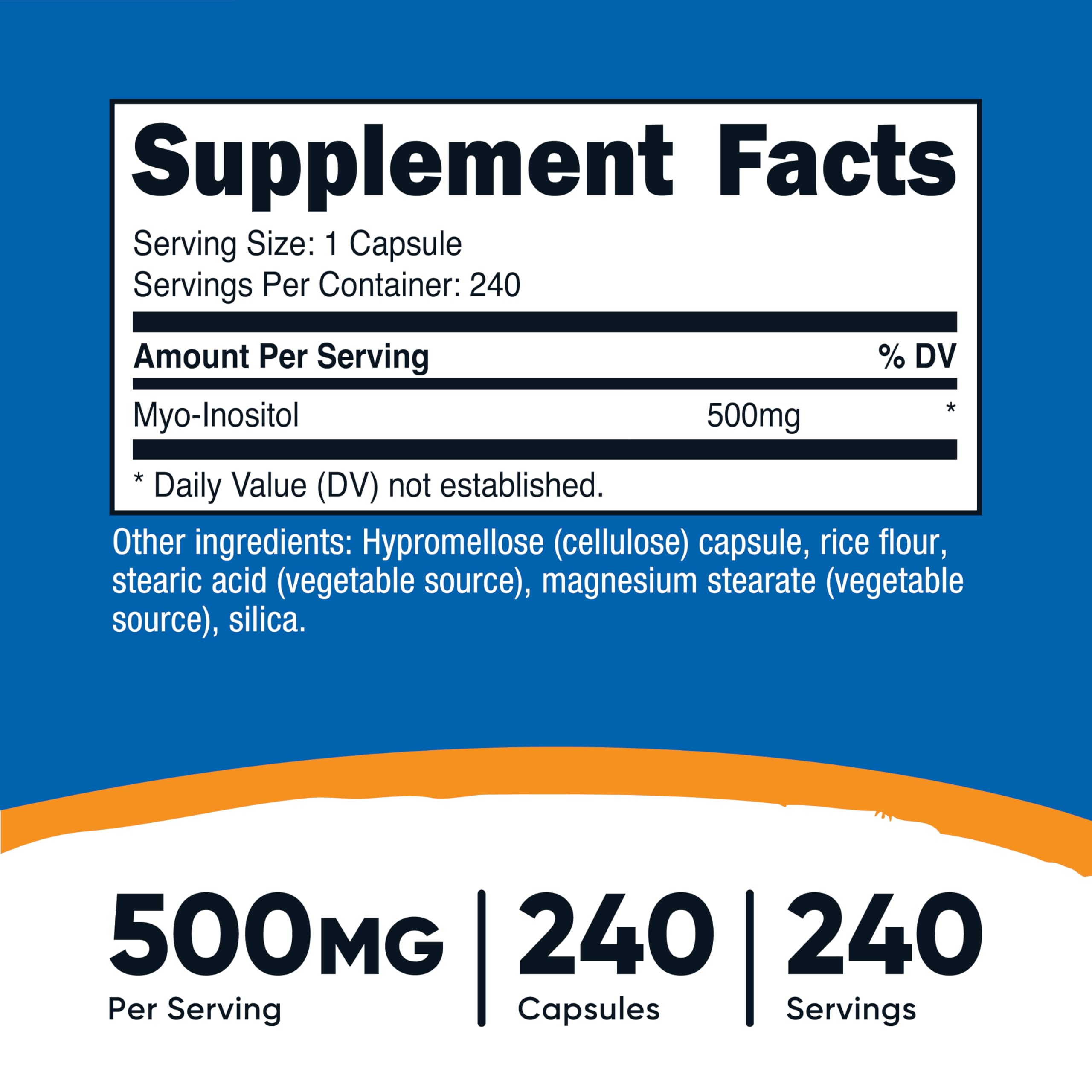 Nutricost Inositol Capsules 500mg, 240 Capsules - Veggie Capsules, Non-GMO, Gluten Free (Myo-Inositol) (Pack of 2)